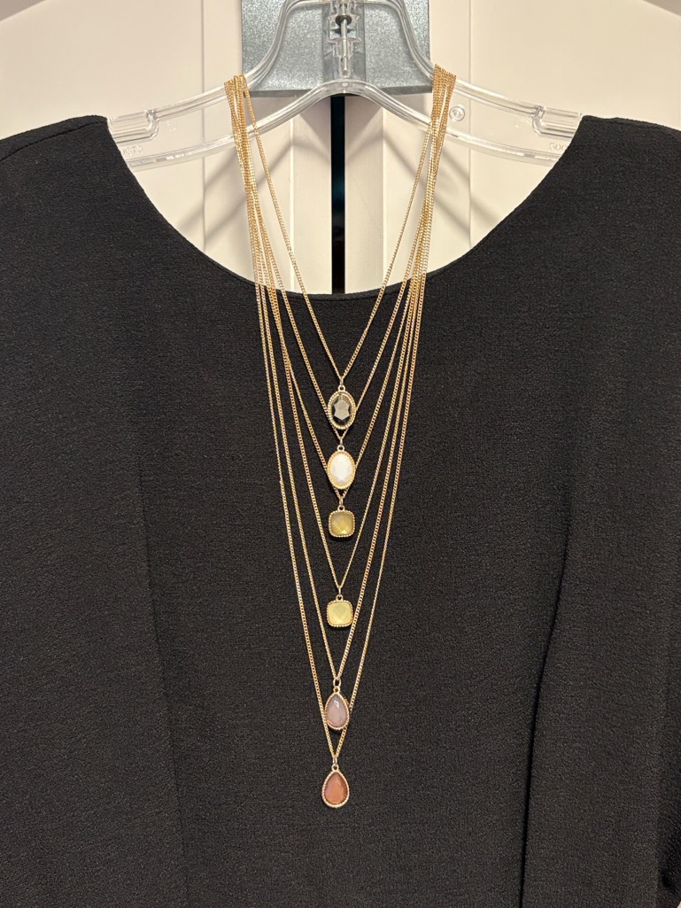 Nwt Massini Gold-Tone Gemstone Layered Multi-Stone Long Pendant Necklace 24$